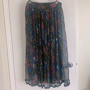 Bohemian long adjustable flowy skirt multi colour black background